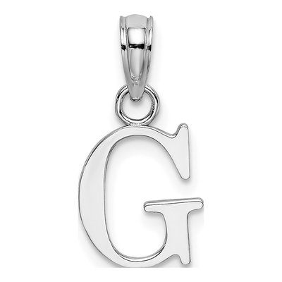10K White Gold Block Initial G Pendant