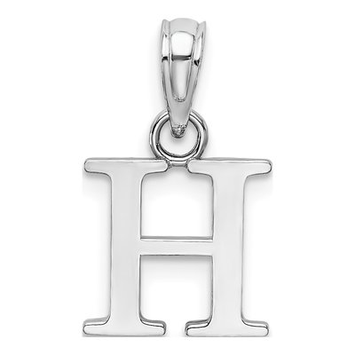 10K White Gold Block Initial H Charm – view 5