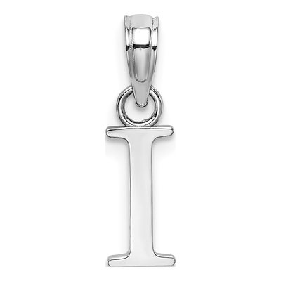 10K White Gold Initial I Block Pendant – view 5