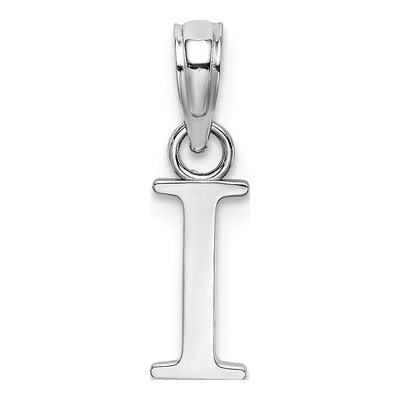 10K White Gold Initial I Block Pendant