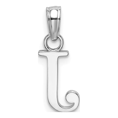 10K White Gold Block Initial J Pendant – view 5
