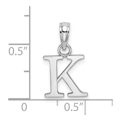 10K White Gold Block Initial K Pendant – view 4