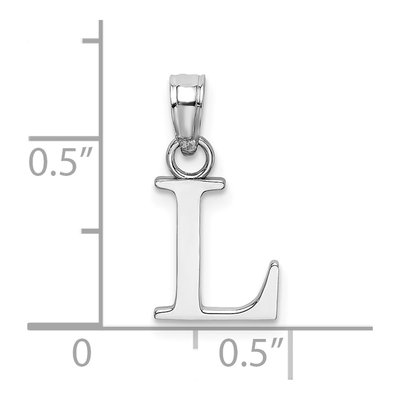 10K White Gold Block Initial L Pendant – view 4