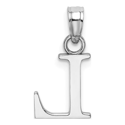 10K White Gold Block Initial L Pendant – view 5