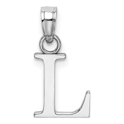 10K White Gold Block Initial L Pendant