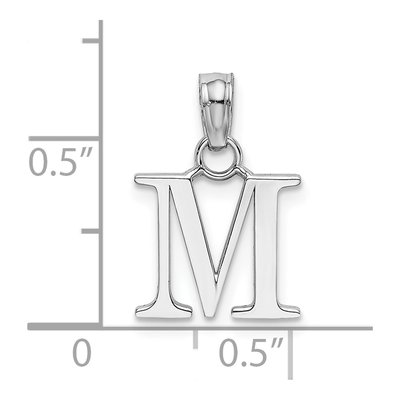 10K White Gold Block Initial M Pendant – view 4