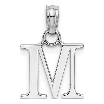 10K White Gold Block Initial M Pendant – view 5