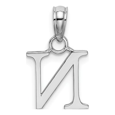 10K White Gold Initial N Charm – view 4