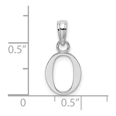 10K White Gold Block Initial O Pendant – view 4