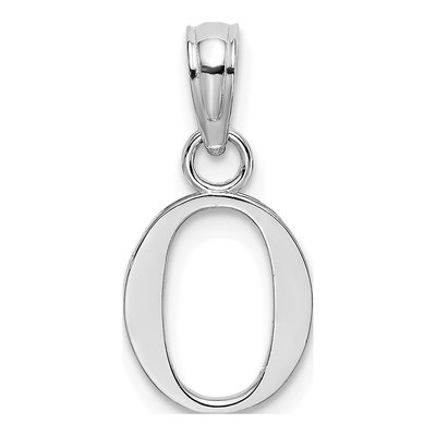 10K White Gold Block Initial O Pendant