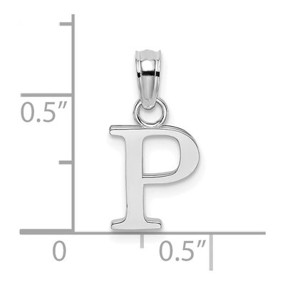 10K White Gold Block Initial P Pendant – view 4