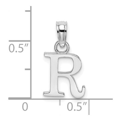 10K White Gold Block Initial R Charm – view 4