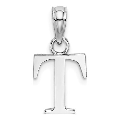10K White Gold Block Initial T Pendant – view 5