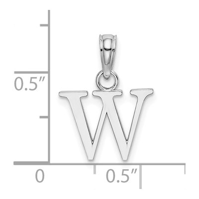 10K White Gold Block Initial W Charm – view 4