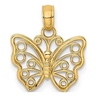 10K Yellow Gold Cut-Out Butterfly Charm