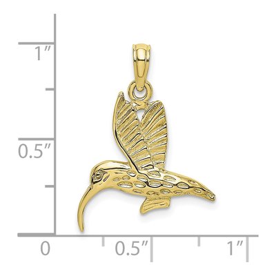 10K Yellow Gold Textured Hummingbird Charm – view 4