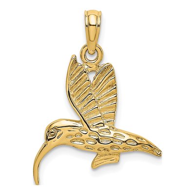 10K Yellow Gold Textured Hummingbird Charm