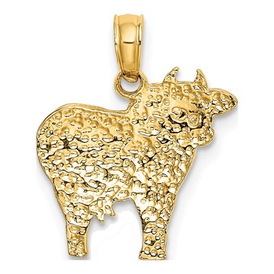 10K Yellow Gold Playful Cow Pendant – view 5