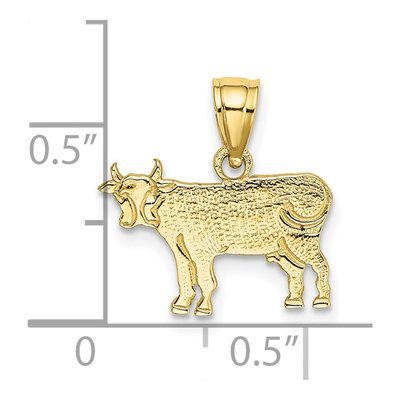 10K Yellow Gold Flat Etched Cow Pendant – view 4