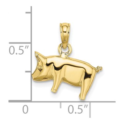 10K Yellow Gold 3D Pig Charm – view 4