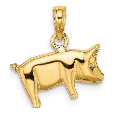 10K Yellow Gold 3D Pig Charm – view 5