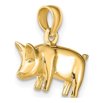 10K Yellow Gold 3D Pig Charm – view 6