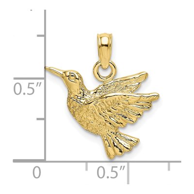 10K Yellow Gold Etched Hummingbird Pendant – view 4