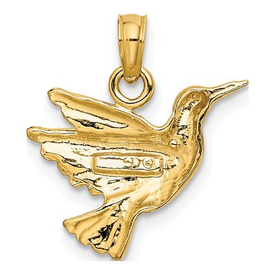10K Yellow Gold Etched Hummingbird Pendant – view 5