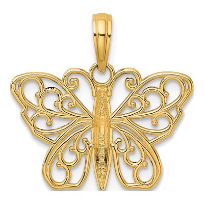 10K Yellow Gold Filigree Butterfly Pendant – view 4