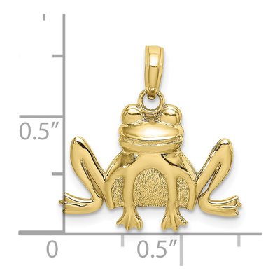 10K Yellow Gold Textured Sitting Frog Charm – view 4