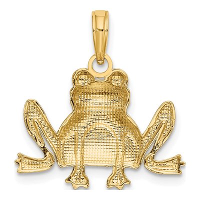 10K Yellow Gold Textured Sitting Frog Charm – view 5