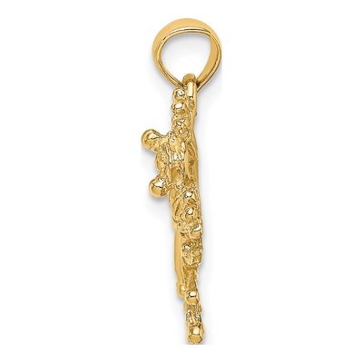 10K Yellow Gold Textured Frog Pendant – view 3