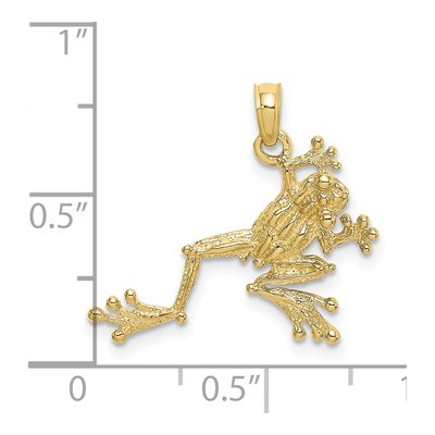 10K Yellow Gold Textured Frog Pendant – view 4