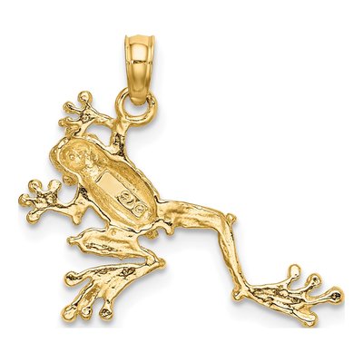 10K Yellow Gold Textured Frog Pendant – view 5