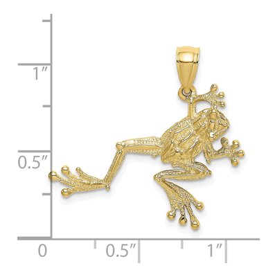 10K Yellow Gold Textured Frog Pendant – view 4