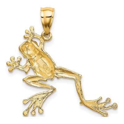 10K Yellow Gold Textured Frog Pendant – view 5