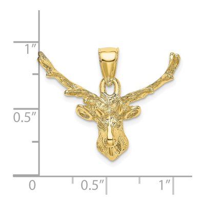 10K Yellow Gold Deer Head Buck Pendant – view 4