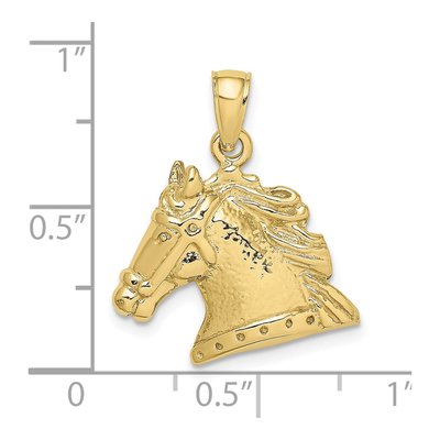 10K Yellow Gold Textured Horse Head Charm – view 4