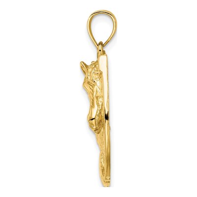 10K Yellow Gold Horse Head Horseshoe Pendant – view 3