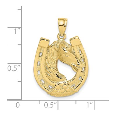 10K Yellow Gold Horse Head Horseshoe Pendant – view 4