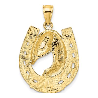10K Yellow Gold Horse Head Horseshoe Pendant – view 5