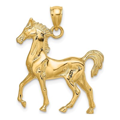 10K Yellow Gold 3-D Horse Charm