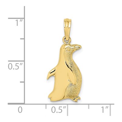 10K Yellow Gold Etched Penguin Pendant – view 4