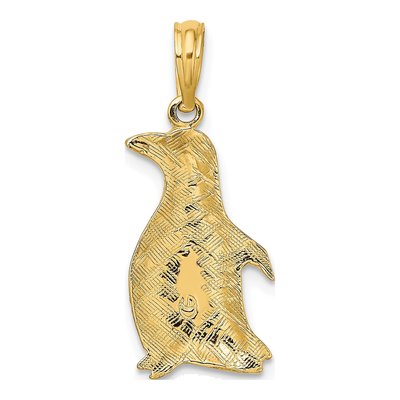 10K Yellow Gold Etched Penguin Pendant – view 5