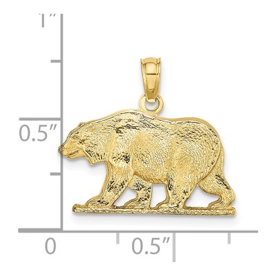 10K Yellow Gold Textured Bear Pendant – view 4