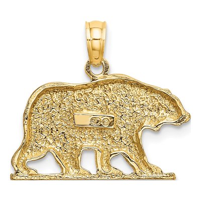 10K Yellow Gold Textured Bear Pendant – view 5