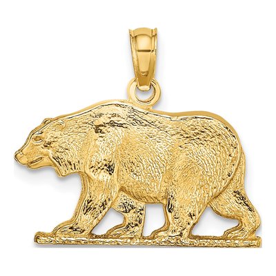 10K Yellow Gold Textured Bear Pendant