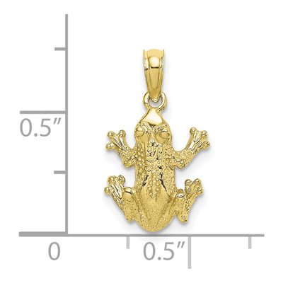 10K Yellow Gold Textured Frog Pendant – view 4