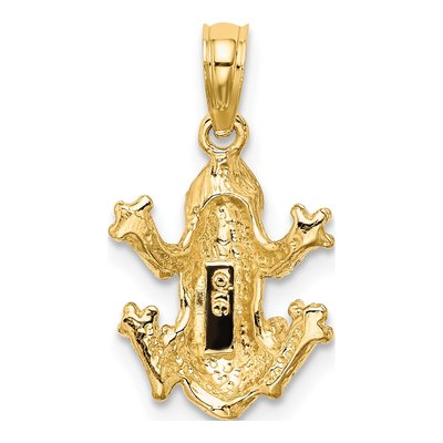 10K Yellow Gold Textured Frog Pendant – view 5
