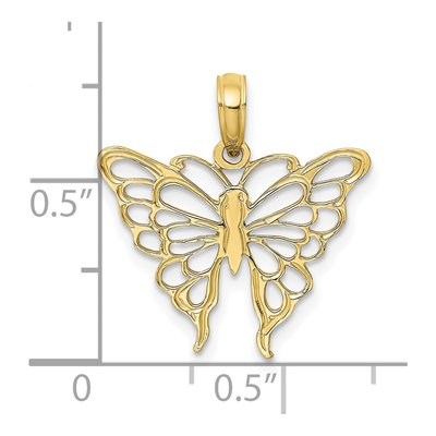 10K Yellow Gold Cut-Out Butterfly Pendant – view 3